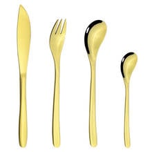 Mirror 4Pcs Gold Dinnerware Set 304 Stainless Steel Tableware Set Knife Fork Spoon Flatware Set Dishwasher Safe Cutlery Set 2024 - buy cheap