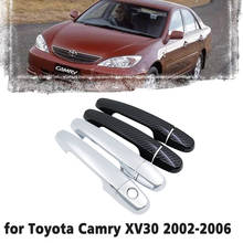 Черная ручка из углеродного волокна или хромированная боковая накладка на дверь, комплект отделки для Toyota Camry XV30 2002 ~ 2006, автомобильные аксессуары, наклейки 2003 2024 - купить недорого
