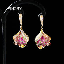 SINZRY new cubic zircon dazzling solid flower bud dangle earrings lady vintage elegant drop earrings 2024 - buy cheap