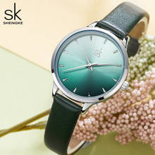 Shengke relógio feminino multi cores, fashion quartzo, simples, pu, pulseira, à prova d'água, colorido, relógio de pulso feminino 2024 - compre barato