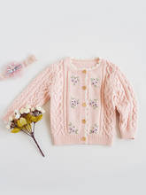 Свитер для маленьких девочек, Детский свитер с цветочной вышивкой, одежда для девочек, милая детская одежда для малышей, пальто на весну и осень, верхняя одежда 2024 - купить недорого