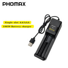 Phomax aa/aaa 1 slot 18650 usb com cabo carregador de bateria inteligente para imr/li-ion 18350 17650 18490 carregador de carregamento rápido 2024 - compre barato