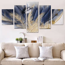 Emoldurado 5 peças de pena abstrata borboleta tela pintura de arte impressões cartazes decorativos modernos para sala de estar decoração de casa 2024 - compre barato
