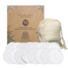 16 pçs/set lavável reutilizável redondo bambu algodão pano facial removedor de maquiagem puff pads com saco de malha limpo cuidados com a pele facial 2024 - compre barato