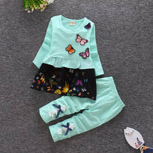Conjunto de ropa de otoño para niña, camiseta de manga larga con dibujos de flores y pantalones informales, conjunto de 2 piezas 2024 - compra barato