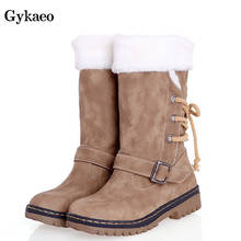 Gykaeo Large Size Women Snow Shoes Female Retro Low Heels Plush Warm Boots Woman Casual Winter Ankle Botas Mujer Invierno 2022 2024 - buy cheap