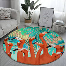 Nordic style floor carpet chair cushion flamingo print bedside carpet decoration round floor mat for modern living room 2024 - buy cheap