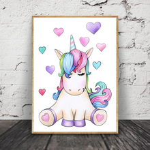 Wall Art Canvas Painting Unicorn Poster Nursery Cartoon Picture Nordic Kids Poster Wall Pictures Baby Girl Room Home Decor 2024 - buy cheap