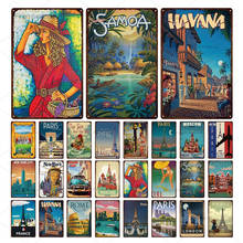 New York Paris London Miami City Landscape Metal Posters Vintage Tin Sign Wall Decor Home Bar Pub Club Plate Retro Plaques 2024 - buy cheap