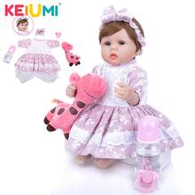 KEIUMI Bebê Reborn Realista Pequena Delicada Princesa Olhos Azuis Vestido Girafinha Corpo Tecido Barata Atacado Brasil Natal 2024 - compre barato