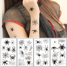 3D Spiders Waterproof Tattoo Stickers Halloween Horror Spider Web Fake Tattoo Water Transfer Temporary Tattoos Arm Body Art Tool 2024 - buy cheap