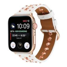 Pulseira estilo punk para apple watch, 38mm, 40mm, 42mm, 44mm, pulseira de couro genuíno para iwatch series 1, 2, 3, 4, 5 2024 - compre barato