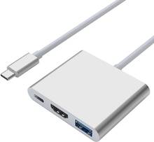 3in1 Тип Type-C USB 3,1 к HDTV HDMI-совместимость с USB 3,0 Тип C Женский конвертер Кабель-адаптер 2024 - купить недорого