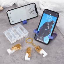 Protable Mobile Phone Stand Silicone Resin Mold Phone Holder Keychain Pendant Epoxy Resin Phone Bracket Mold Craft Tools 2024 - buy cheap