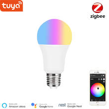 Bombilla inteligente Tuya Zigbee, lámpara LED RGBCW, E27, Zigbee 3,0, Blub, Smartthings, Compatible con Alexa y Google Home 2024 - compra barato