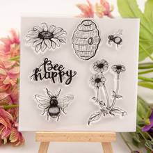 Happy Bee Flower Silicone Clear Seal Stamp DIY Scrapbooking Embossing Photo Album Decorative Paper Card Craft Art Handmade Gift 2024 - compre barato