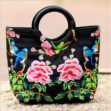 Fashion National Embroidery women shopping Handbags!Nice floral embroidered lady Casual Day clutches All-match canvas Carrier 2024 - buy cheap