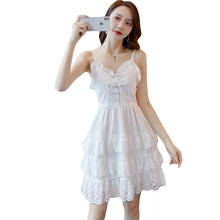 Vestido de verano blanco sin mangas con cuello en V y cordones para mujer, traje playero ajustado, S-XL, 2021 2024 - compra barato