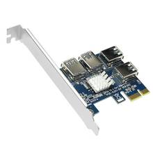 Pcie pci-e quente pci express riser cartão 1 a 4 usb 3.0 slot adaptador de cubo multiplicador para bitcoin mineiro mineração btc dispositivos 2024 - compre barato