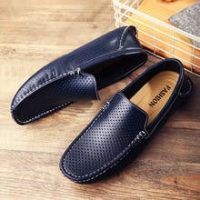 New Men Loafers Hollow Out Breathable Soft Light Flats Moccasins Man  Casual Shoes Brand Genuine Leather Summer Driving Footwear 2024 - buy cheap