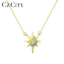 CZCITY Egyptian Style Brushed 925 Sterling Silver Sun&Moon Pendant Necklaces for Women Gold&Silver Color Fine Jewelry SN0350 2024 - buy cheap