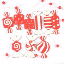 3pcs New cartoon candy wooden hanging Pendants Christmas tree decorations Ornament Wood Crafts Xmas Supplies children gift c2739 2024 - buy cheap