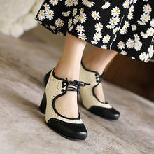 Sandalias clásicas de moda para mujer, zapatos de tacón alto Mary Jane de primavera, con cordones y punta redonda, calzado de oficina grande 34-43 2024 - compra barato