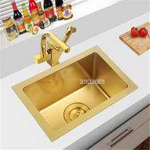 DQ3636 Golden Nano Hand-Made single Slot Groove Kitchen Stainless Steel Sink Small Size Bar Counter Vegetable Washing Basin 2024 - buy cheap