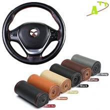 Great Genuine Leather 38cm Steering Wheel Cover Half Holes Breathable Design Auto Steering-Wheel Braid Case fit car suv Dia 38cm 2024 - buy cheap