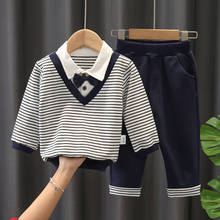 Spring newborn baby boy clothes outfits sets striped pullover t-shirt + pants suit for boy clothing 1 year baby birthday sets 2024 - buy cheap