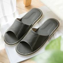 Women's Summer Genuine Leather Indoor Slippers Anti-Skip Household Couples' Casual Shoes Men's Soft Home Slippers 2024 - buy cheap