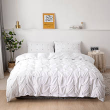 Aggcual white queen bedding set luxury 100% Polyester Square grid duvet cover set Simple plain home textile double bed king size 2024 - buy cheap