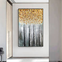 Abstract Four Trees With Gold Leaves Hand Painted Oil Painting On Canvas Wall Art Modern Unframed Art For Living Room Home Decor 2024 - buy cheap