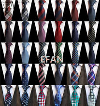 Мужской галстук темно-синего цвета, Классический клетчатый галстук в полоску с геометрическим узором, жаккардовые галстуки на свадьбу или ... 2024 - купить недорого