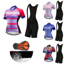 Conjunto de ropa de ciclismo para mujer, pantalones cortos con pechera a la moda, traje deportivo, uniforme de bicicleta, Kit de vestido de verano, 2021 2024 - compra barato