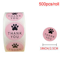 500PCS Pink Thank You Sticker Seal Labes Dog Paw Print Gift Stationery Stickers 2024 - buy cheap