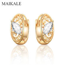 MAIKALE Lovely Hollow Flower Zircon Stud Earrings Gold/Silver Color Plated Geometric Small Earrings for Women Jewelry Charm Gift 2024 - buy cheap