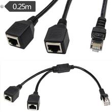 RJ45 1 Male to 2 Female Socket Port LAN Ethernet Network Splitter Y Adapter Cable 0.25m 2024 - buy cheap