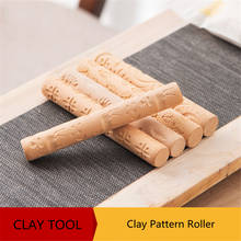 Clay Pattern Roller Wooden Handle Pottery Tools Flower Relief Wood Hand Rollers for Clay Clay Stamp 2024 - buy cheap