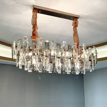 Luminária pendente oval redonda, luminária de cristal em ferro com suspensão e pendente para sala de jantar 2024 - compre barato
