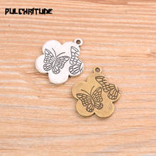 Pulchitude-Colgante de dos colores para mujer, joya de aleación de Metal, con forma de mariposa y flor, para marcar joyas, 20x23mm, 8 unidades, 2020 2024 - compra barato