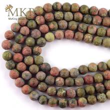 Natural Stone Dull Polish Matte Unakite Stone Round Beads For Jewelry Making Spacer Loose Beads 4-12mm Diy Bracelet Jewellery15" 2024 - buy cheap