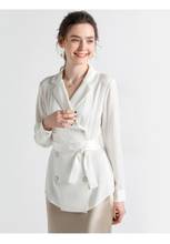 Европейская и американская Высококачественная Белая шелковая рубашка женская рубашка из шелка тутового шелкопряда темпераментная с длинным рукавом новая весна 2020 2024 - купить недорого