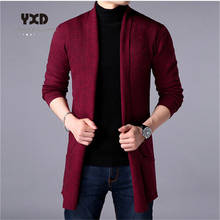 Free shipping 2020 new spring autumn mens clothes mens long cardigan knitted solid color casual slim sweater coat jacket k pop 2024 - buy cheap