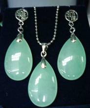 Beautiful green jade lucky earrings pendant necklace set 2024 - buy cheap