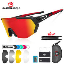 Queshark поляризованные велосипедные очки для мужчин и женщин, мужские UV400, для бега, вождения, рыбалки, спортивные солнцезащитные очки, MTB, велосипедные очки с 3 линзами QE42 2024 - купить недорого