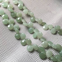 Contas soltas de pedra natural facetada, forma de gota, cordão de cristal verde de aventurina para fazer joias, colar faça você mesmo 2024 - compre barato