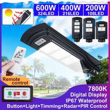 IP67 200/400/600W 108/216/324 LED Remote Control Digital Display Solar Light PIR Motion Sensor Outdoor Wall Street Lamp Lights 2024 - buy cheap