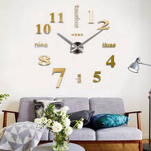 DIY Large Wall Clocks Silent Acrylic Self adhesive Digital 3D Wall Clock Sticker English Letters Big Clock Home Decor 2024 - buy cheap