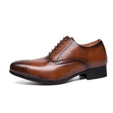 Vintage Leather Shoes Men Dress Shoe Pointed Oxfords Shoes For Men Lace Up Designer Wedding Footwear Classic Men Formal Shoes 2024 - buy cheap